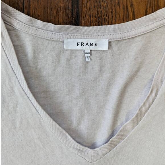 Frame V Neck Rolled Sleeve Short Sleeve M - Picture 4 of 6